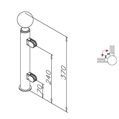 Hustenschutz Pfosten 20-140-38 - 90 - Rohr  38.1 mm - Anthrazit Design
