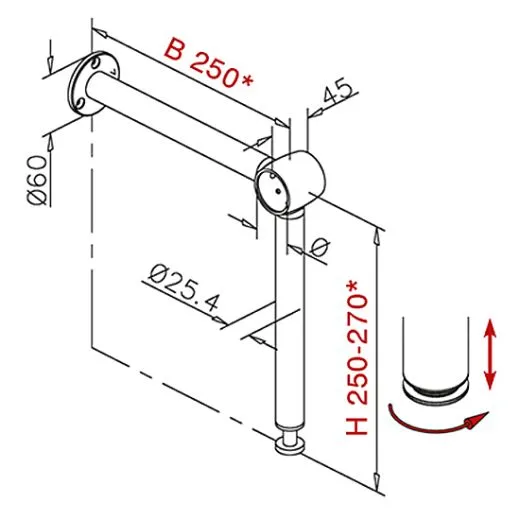 Anthrazit Design 20-2140 Fusslaufst�tze Rohr 25,4 mm