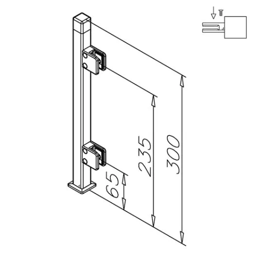 Hustenschutz Pfosten Edelstahl 20x20 - 20-162320 - rechts