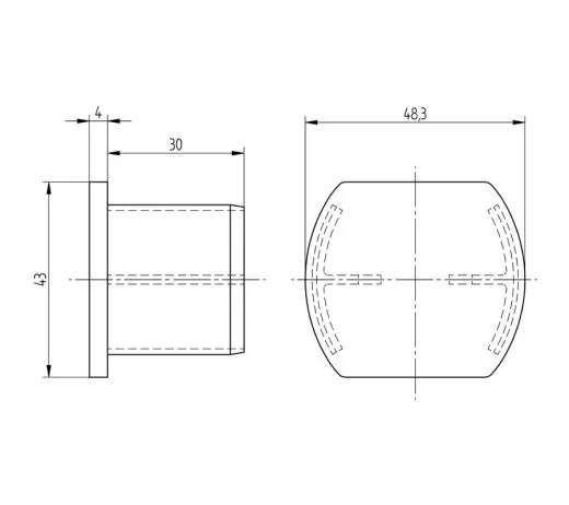 Edelstahl Endkappe fr Doppelnutrohr  48,3 mm