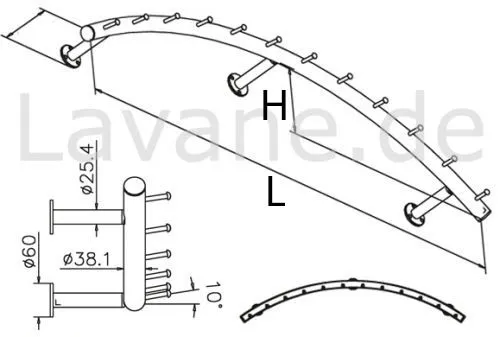 Wurstgeh�nge 20-7120-125 - Rohr � 38.1 mm - Anthrazit Design - 1.250 mm