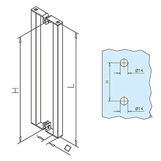 Edelstahl Vierkant 20x20mm T�rgriff zweiseitig - 47-7110-420 - L�nge 100cm