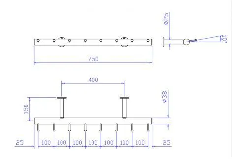 Wurstgehnge 20-7100-075 - Rohr  38.1 mm - Anthrazit Design - 750 mm