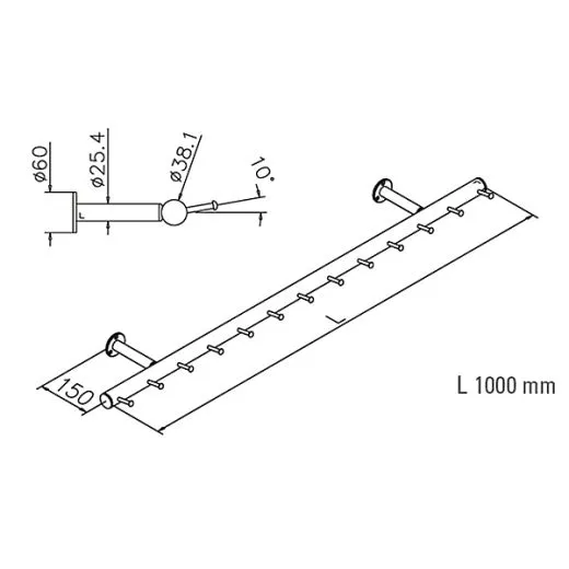 Wurstgeh�nge 20-7100-100 - Rohr � 38.1 mm - Anthrazit Design - 1.000 mm