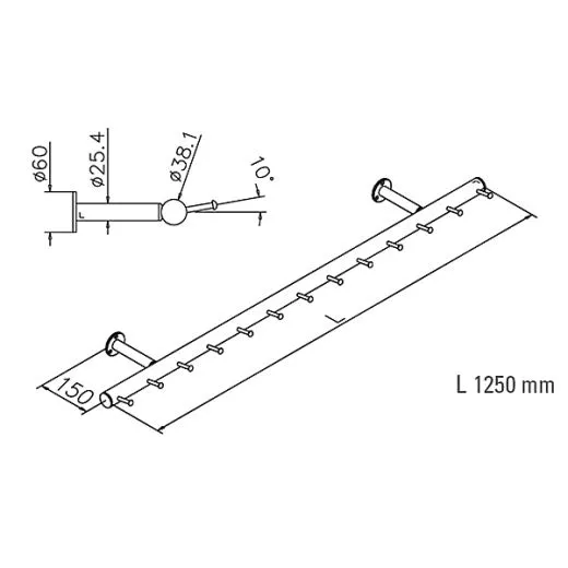 Wurstgehnge 20-7100-125 - Rohr  38.1 mm - Anthrazit Design - 1.250 mm