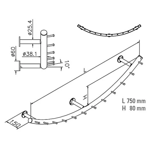 Wurstgehnge 20-7110-075 - Rohr  38.1 mm - Anthrazit Design - 750 mm