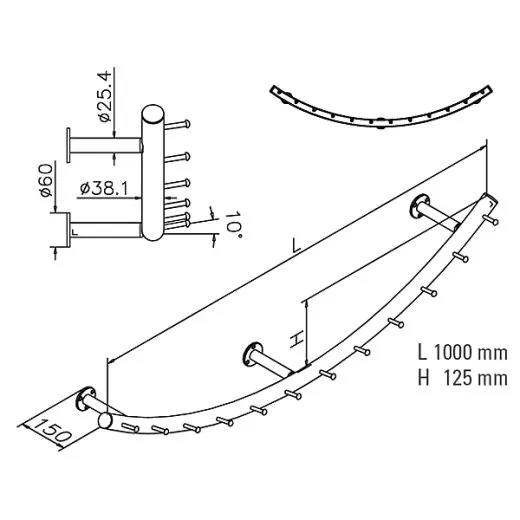 Wurstgeh�nge 20-7110-100 - Rohr � 38.1 mm - Anthrazit Design - 1.000 mm