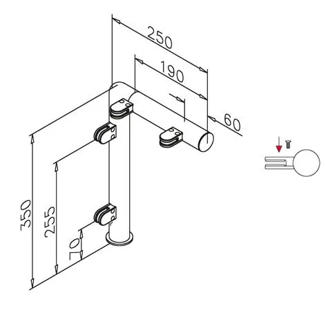 Hustenschutz Pfosten 20-130-25 rechts - Rohr  25.4 mm - Chrom Design