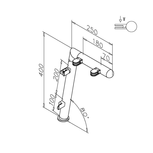 Hustenschutz Pfosten 20-121-25 rechts - Rohr � 25.4 mm - Messing matt Optik