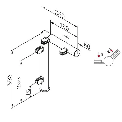 Hustenschutz Pfosten 20-130-25 -45 - Rohr  25.4 mm - Messing Design