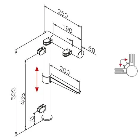 Hustenschutz Pfosten 20-131-38 -90 - Rohr  38.1 mm - Messing Design