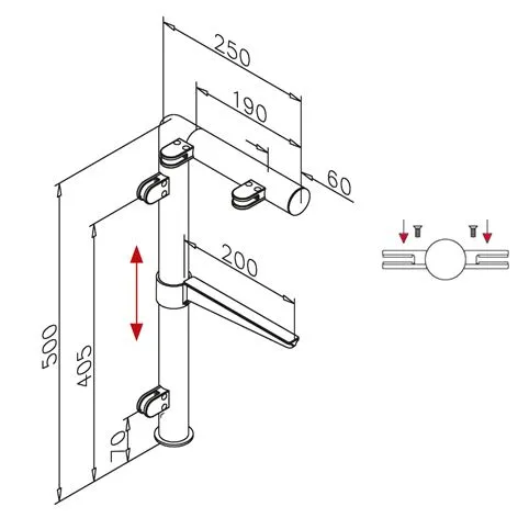 Hustenschutz Pfosten 20-131-38 mitte - Rohr  38.1 mm - Messing Design