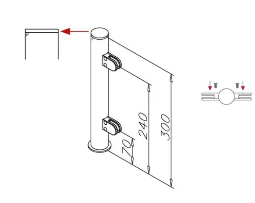 Hustenschutz Pfosten 20-150-38 mitte - Rohr � 38.1 mm - Messing Design