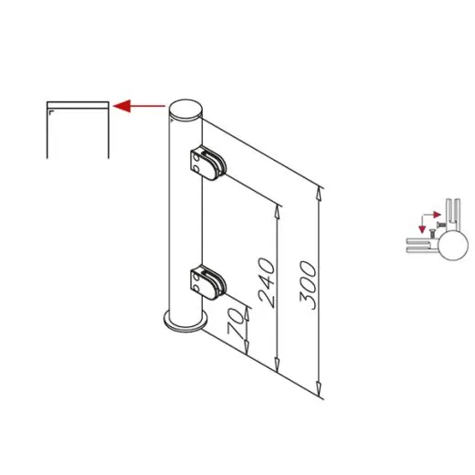 Hustenschutz Pfosten 20-150-38 - 90 - Rohr  38.1 mm - Anthrazit Design