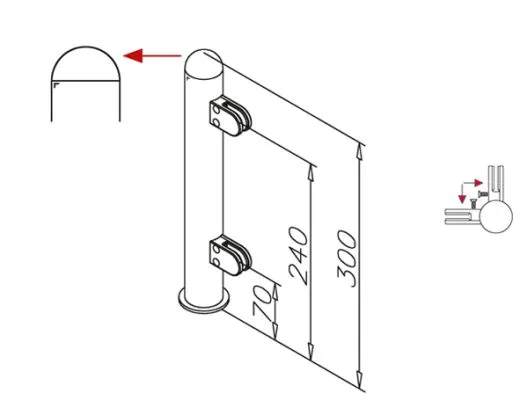 Hustenschutz Pfosten 20-160-25 -90 - Rohr  25.4 mm - Edelstahl Design