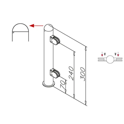Hustenschutz Pfosten 20-160-38 mitte - Rohr � 38.1 mm - Anthrazit Design