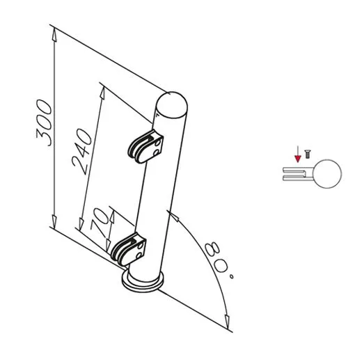 Hustenschutz Pfosten 20-161-25 rechts - Rohr  25.4 mm - Edelstahl Design