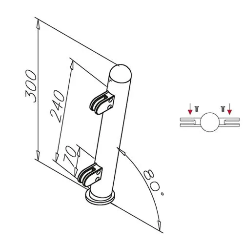 Hustenschutz Pfosten 20-161-25 mitte - Rohr � 25.4 mm - Chrom Design