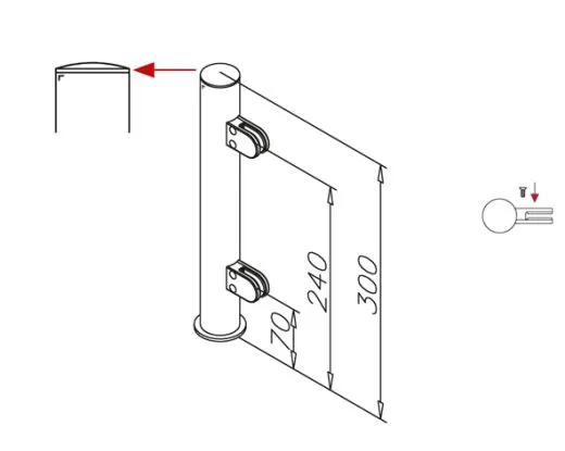 Hustenschutz Pfosten 20-151-25 links - Rohr  25.4 mm - Edelstahl Design