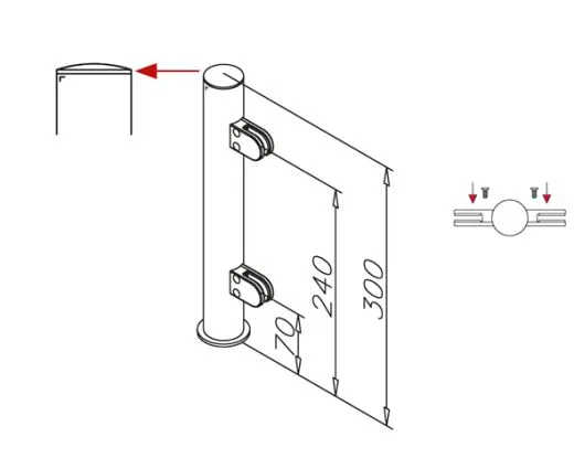 Hustenschutz Pfosten 20-151-38 mitte - Rohr  38.1 mm - Chrom Design