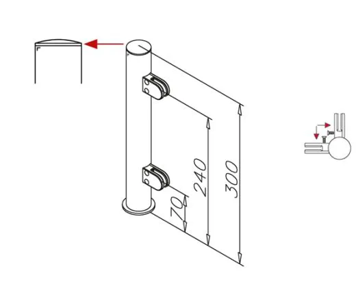 Hustenschutz Pfosten 20-151-38 -90 - Rohr  38.1 mm - Chrom Design