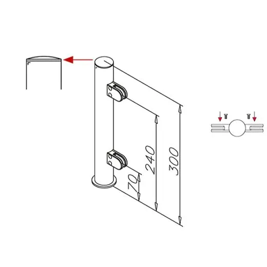 Hustenschutz Pfosten 20-151-38 mitte - Rohr � 38.1 mm - Anthrazit Design