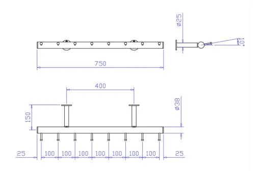 Wurstgehnge 20-7100-075 - Rohr  38.1 mm - Chrom Design - 750 mm