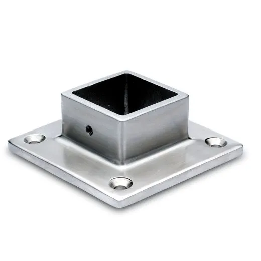 Edelstahl Vierkant 35x35 mm - Wand- und Bodenflansch