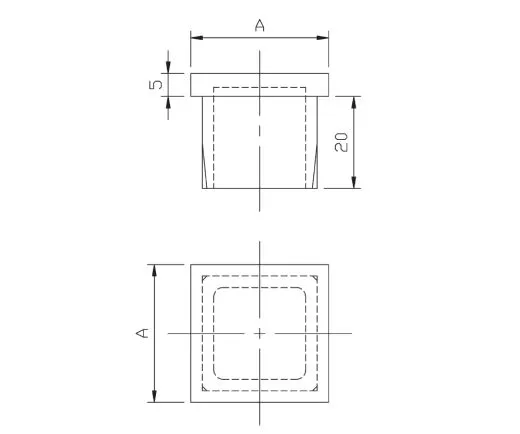 Endkappe flach fr Edelstahl Vierkantrohr 40x40 mm