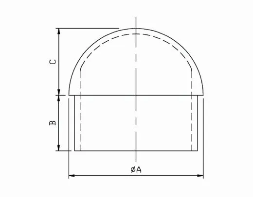 Edelstahl Endkappe halbrund fr Edelstahlrohr 42,4 mm