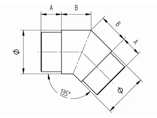 Edelstahl Rohrverbinder 45 fr Edelstahlrohr 33,7 mm