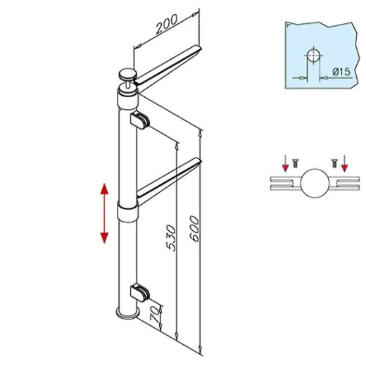 Hustenschutz Pfosten 20-112-25 mitte - Rohr � 25.4 mm - Anthrazit Design