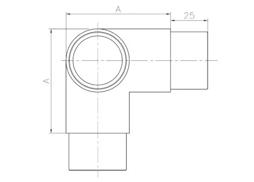 Edelstahl Rohrverbinder 3x90 fr Edelstahlrohr 33,7 mm