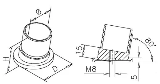 Edelstahl Design Rohr 38,1 mm Rohrbefestigungshlse 80