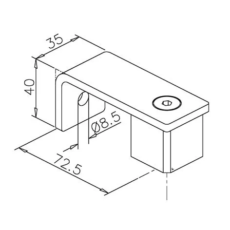 Edelstahl Vierkant 35x35 mm Winkel Rohrhalter