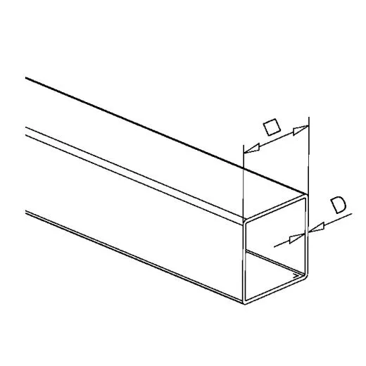Edelstahl matt Vierkant Rohr 8x8mm - ganze Lnge 200 cm