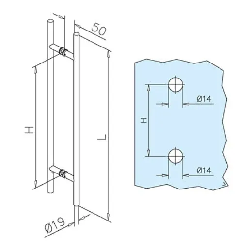 Edelstahl Trgriff Modell 475303 - Griff 19mm - Grifflnge 30cm