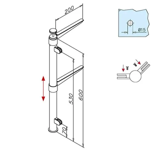 Hustenschutz Pfosten 20-112-25 - 45� - Rohr � 25.4 mm - Anthrazit Design