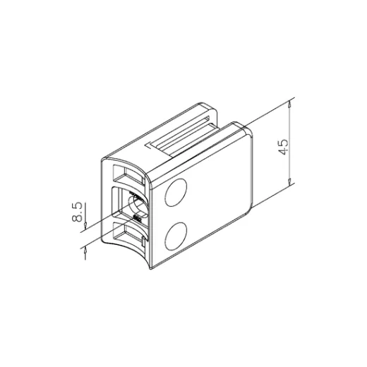 Edelstahl matt Design Glasklemme 42 - Rohr 38,1 mm - Glas 6-12.76mm