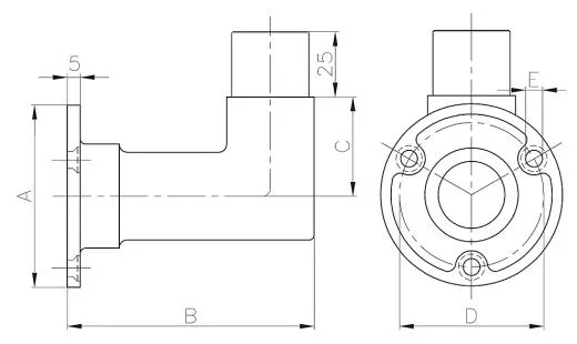 Edelstahl Flanscheckbogen f�r Edelstahlrohr 42,4 mm