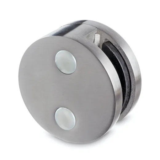 Edelstahl matt Design Glasklemme 44 - Rohr 38,1 mm - Glas 8-12.76mm