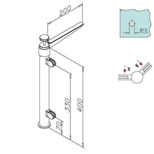 Hustenschutz Pfosten 20-111-25 - 45� - Rohr � 25.4 mm - Anthrazit Design