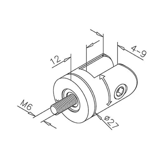 Chrom Design Scharnier-Adapter - Glas 4-9 mm - Wandmontage