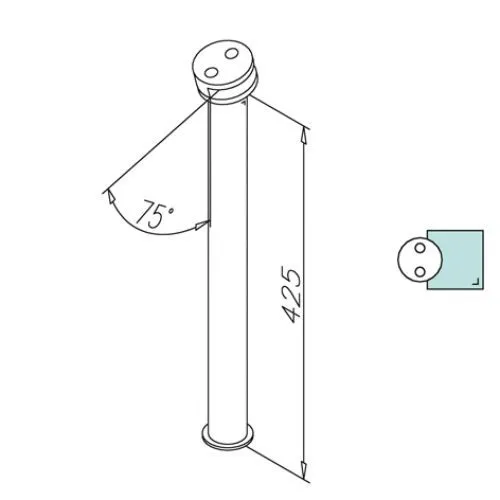 Hustenschutz Pfosten 20-190-38 links - Rohr � 38.1 mm - Anthrazit Design