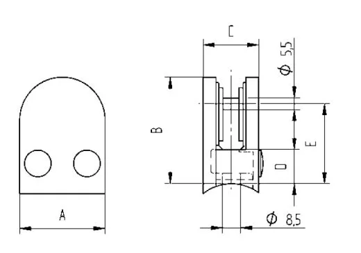 Edelstahl V2A Glasklemme - 12 - Rohr 42,4 mm - Glas 6-8 mm Edelstahl V2A Glasklemme - 12 - Rohr 42,4 mm - Glas 6-8 mm