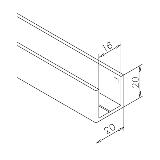 Aluminium U-Profil 20x20x20 mm f�r vielseitige Anwendungen im Innen- und Au�enbereich. Leicht, stabil und korrosionsbest�ndig. Erh�ltlich in verschiedenen L�ngen und Farboberfl�chen f�r individuelle Gestaltung und passgenaue Montage.