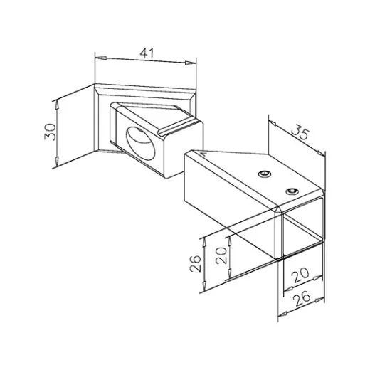 Anthrazit Design Vierkant 20x20 mm Wandflansch 45�