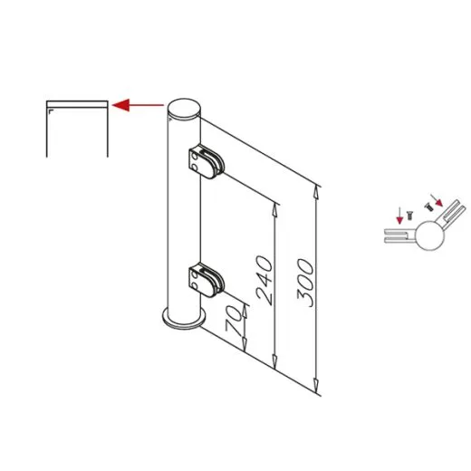 Hustenschutz Pfosten 20-150-25 - 45� - Rohr � 25.4 mm - Anthrazit Design