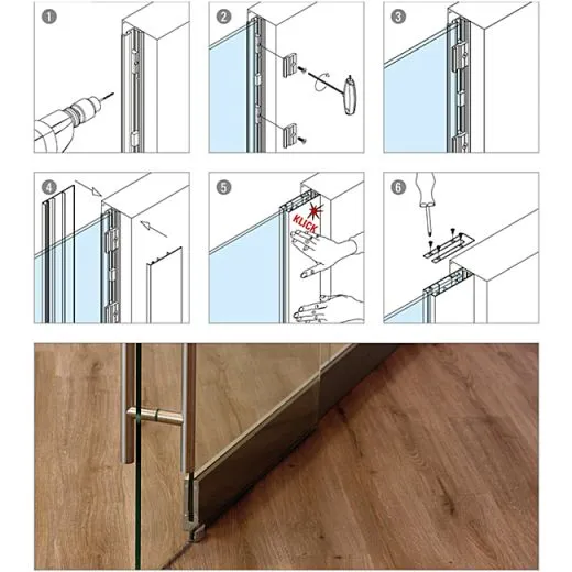 Alu Glasprofil 41x30x41mm - Edelstahl Design - Glas 8-8,76mm - 200cm