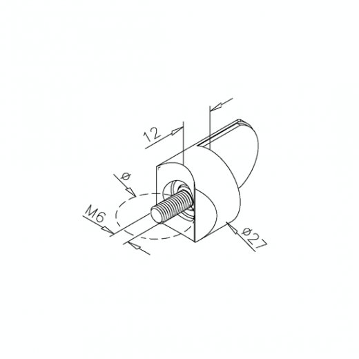 Messing Design Anschlag-Adapter - Glas 4-9 mm - Rohr 38.1 mm